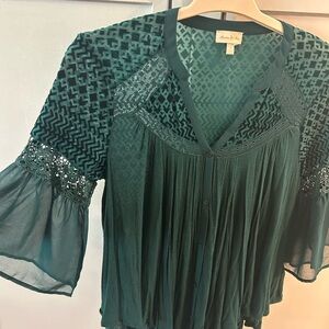 Meadow Rue Green Lace Blouse